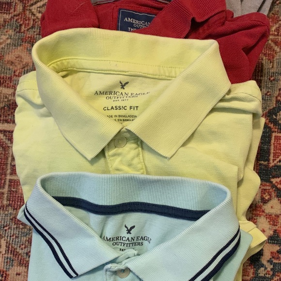 American Eagle Outfitters Men's Polo Shirts - Gray, Red, Yellow, Light Blue - Picture 2 of 3